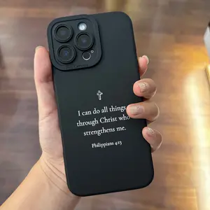 Cross Aesthetic Bible Verse Phone Case Pupil Shadow for iPhone 16 11 15 14 13 12 Pro Max XR Plus Christian Black Phone Case Protective Christian Gifts for Women Sister Men