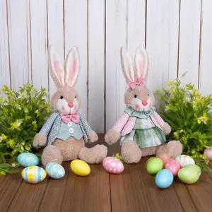 Easter Bunny Decoration Set, Rabbit Short Legs, Spring Holiday Party Decorations, Shop Window Room Arrangement