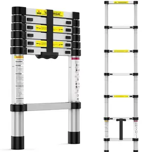 Garvee 6.6FT Aluminum Telescoping Ladder, Folding Ladder Collapsible Ladder with Non-Slip Feet, Portable Multi-Purpose Extension Ladder for Home, RV, Loft, Outdoor Work