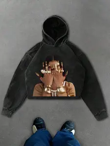 Men's Cool Hooded Sweatshirt, Graphic Print, Fitted Design, Pure Cotton Fabric, Comfortable & Stylish, All-Season Wear, Graphic Print Hoodie