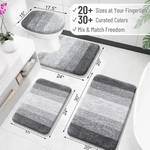 New Deal - Bathroom Rugs Mat 30x20 Extra Soft Absorbent Microfiber Bath Rugs with Rubber Backing Quick Dry Machine Washable for Bathroom Floor Tub Shower Grey