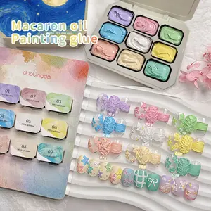 Dld 9 Color Macaron Nail Gel Set, High Saturation UV Gel, Easy Application, Removable, DIY Floral Design, Spring Summer Manicure, Nail Art Manicure