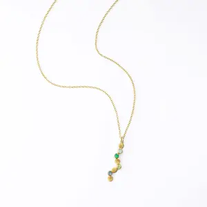 Cherished Connections Birthstone and Initial Necklace Vertical Pendant