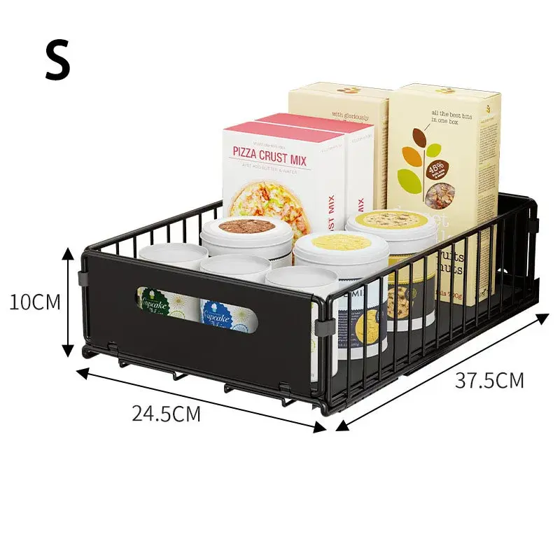Pull-Out Kitchen Organizer for Cabinets - Spice Storage Rack and Under-Sink Organizer with Sliding Drawers for Snacks and Cans JYPS