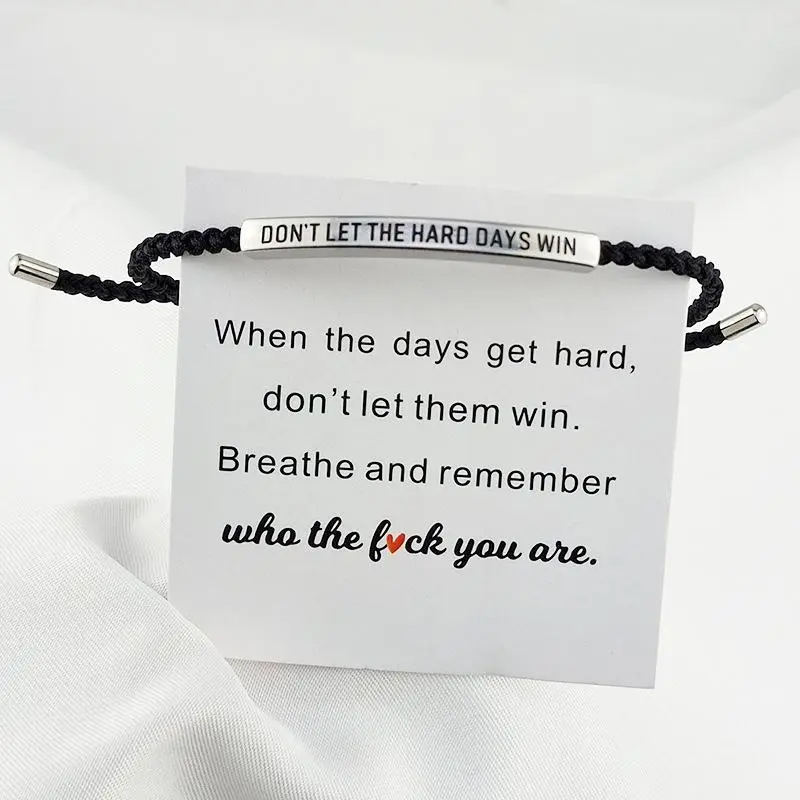 Inspire Bracelet DONT LET THE HARD DAYS WIN - Premium Artistic Engraving, Stainless Steel & 18k Gold Plated, Adjustable Up to 10in, Meaningful & Visually Appealing Jewelry, English and Spanish, Christmas Gift