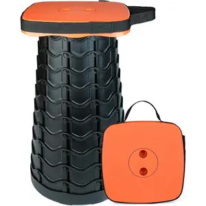 Upgraded Collapsible Folding Stool, Heavy Duty 550lbs Load Capacity, Portable Sturdy Foldable Stool for Adults Camping, Orange