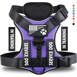 Service Dog Harness, Reflective Dog Vest Harness with 5 PCS Patches, Adjustable Soft Oxford Pet Harness, Inner Layer Mesh, Easy to Control for Dogs