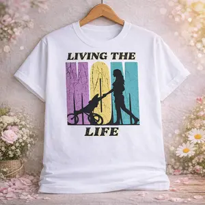 Living The Mom Life Tee Premium Cotton Heavyweight Oversized Vintage Soft Graphic T-Shirt for Women Funny Mom Shirt Mother’s Day Gift Cute Aesthetic Casual Summer Outfit Daily Wear t shirts for summer t shirts y2k graphic t shirts