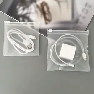 Transparent Matte Data Line Storage Bag, Charging Cable Organizer, Charger Bag, Travel Makeup Bag, Large Capacity Cosmetic Holder, Bohemian Style