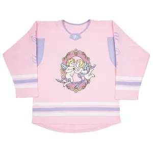 Valentines Matching Couple Pink Hockey Jersey Y2K Oversized delicate embroidery retro sport style baseball jersey Workout Tops,stylish jersey