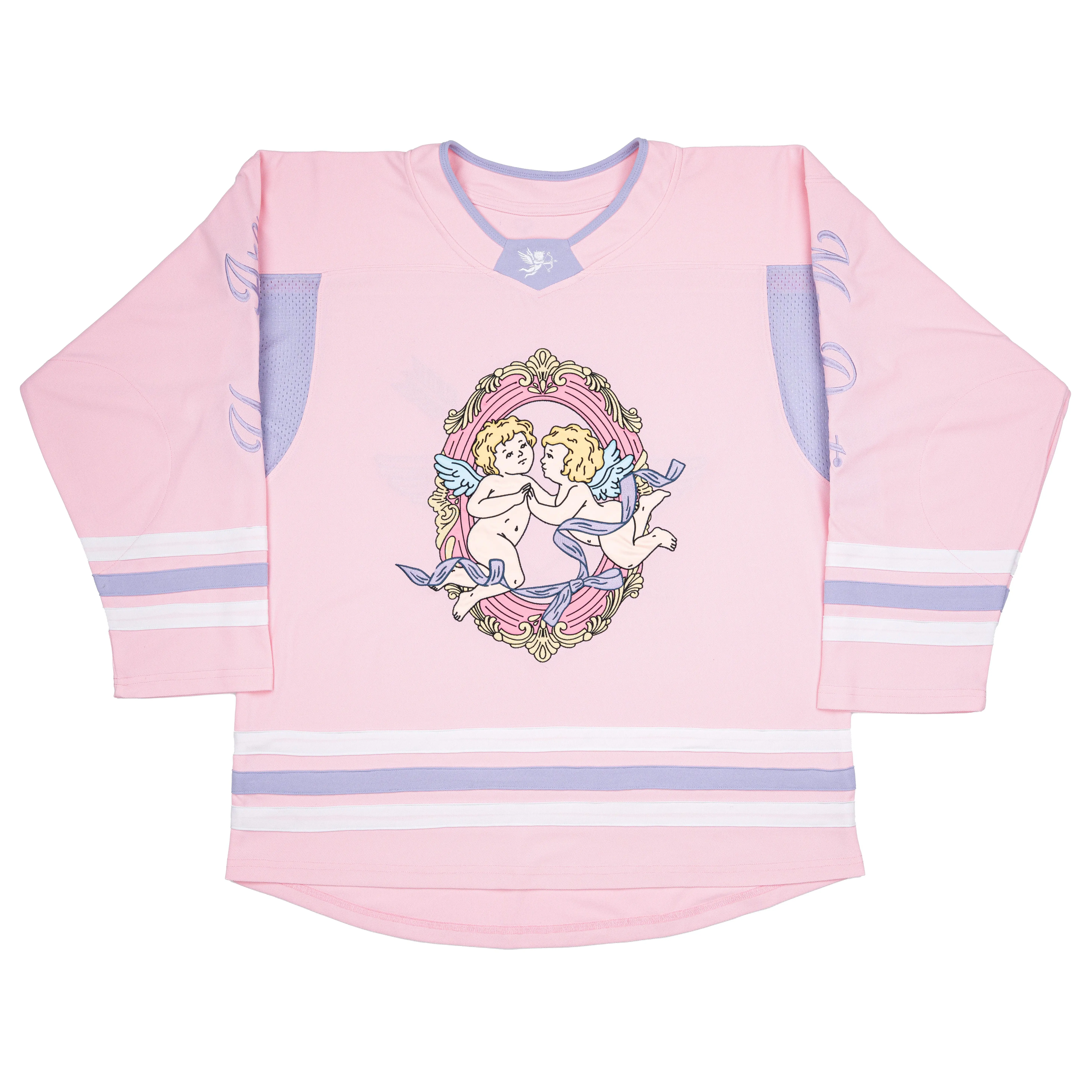 Valentines Matching Couple Pink Hockey Jersey Y2K Oversized delicate embroidery retro sport style baseball jersey Workout Tops,stylish jersey, Sports Jersey, Vintage Jersey, Long Sleeve Top