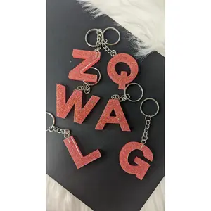 Neon Pink Letter Keychain