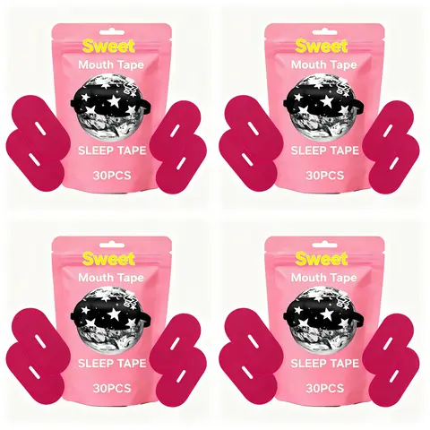Pink Medical Grade Adult Mouth Tape Sleep Aid Kit (30 Pieces/1 Bag), Unisex Sports Tape, Sensitive Skin-Safe, Hypoallergenic, Latex-Free, Gentle Adhesion, Snoring Solution, Nasal Oxygen Intake Booster