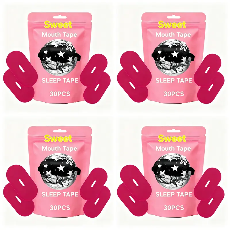 Pink Medical Grade Adult Mouth Tape Sleep Aid Kit (30 Pieces/1 Bag), Unisex Sports Tape, Sensitive Skin-Safe, Hypoallergenic, Latex-Free, Gentle Adhesion, Snoring Solution, Nasal Oxygen Intake Booster