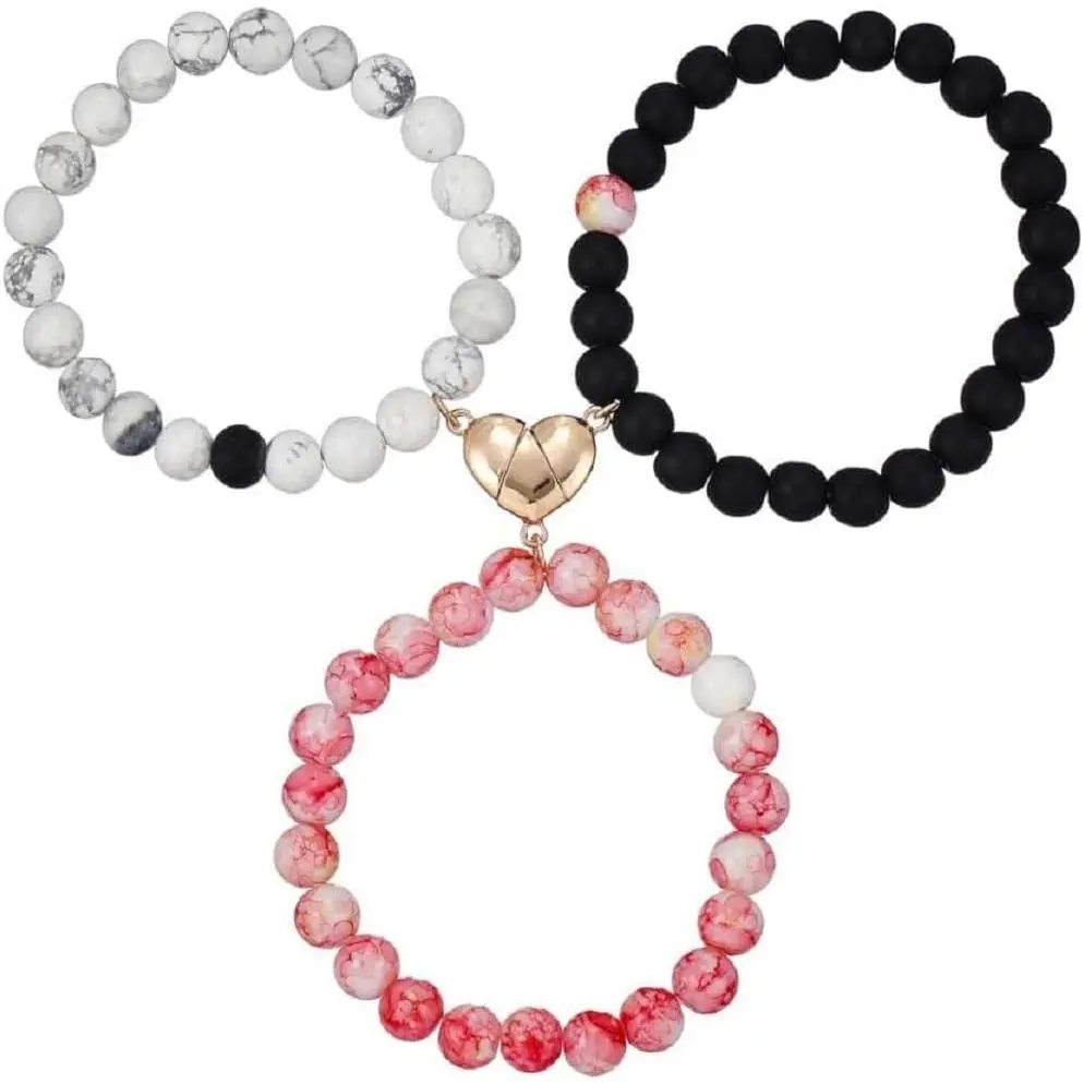 valentines gifts Colorful Beaded Love Heart Matching Bracelet for Mother Daughter Best Friends Cute Cartoon Butterfly Friendship Charm Bracelet for Women Men Sister Birthday Jewelry Gifts