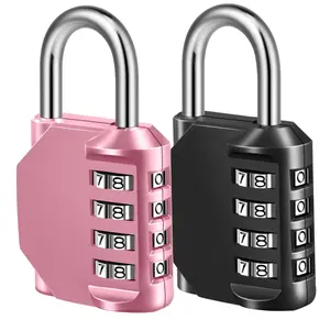 Fayleeko Combination Lock, 4 Digit Padlock for School Gym Sports Locker, Fence, Toolbox, Case, Hasp Cabinet Storage (2 Pack, Pink & Black)