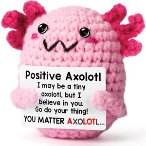 Funny Gifts Women Positive Axolotl Emotional Support Crochet Nuggets Pickle Plush Partner Cute Birthday Gift Gag Metal Health Gifts Unique Office Car Decor Office Coworkers Present