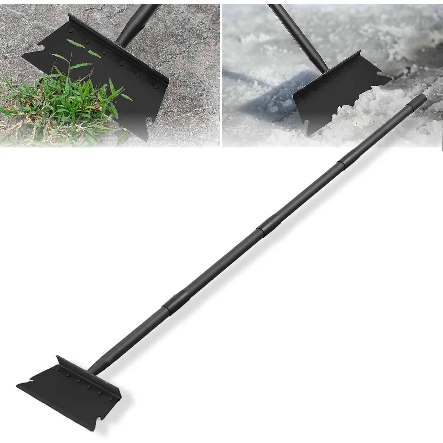 59 Inch Long Handle Iron Metal Garden Flat Shovel Scraper, Heavy-Duty Multi-Functional Outdoor Tool for Weed Cleaning, Digging Trenches, Trimming Edges, Removing Dirt, 59Inch Long Handle