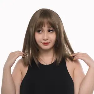 14-inch Light Ash Brown Straight Subtle Layer Cut w/ Flicked Ends Synthetic Wig | 【Heat Resistant】【Cap Included】 | FSGA