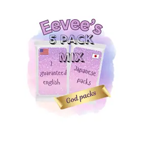 Eevee's 5 Pack Mix - 5 Booster Packs with 2 English & 3 Japanese Sets - Guaranteed English Packs - Perfect for Collectors