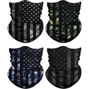 4 Pack US Flag Neck Gaiter Face Cover - Breathable UV Protection Mask for Men Women Outdoor Headwear