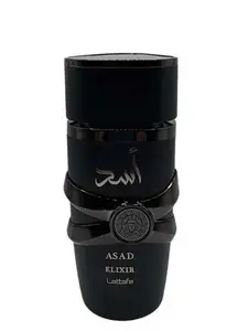 Lattafa Asad Elixir EDP 100ml Spray - Regular Edition with Pink Pepper Saffron Grapefruit Cedarwood Vanilla Patchouli Olibanum Cashmeran Dry Amber Masculine Fragrance