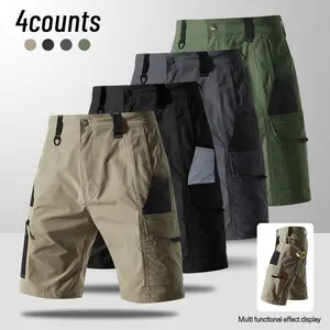 “Life Keeps Movin” Summer Men’s Multi-Pocket Utility Shorts, Buttoned Elastic Waist Design, Skin-Friendly Soft Fabric, Trendy Classic Fit, Suitable for Everyday Wear and Outdoor Activities, Father’s Day Gift
