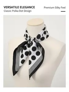 Luxury Imitation Silk Scarf, 27.56in X 27.56in, Simple Lines and Polka Dots, OL Style Women's Scarf, Necktie, Headband, Hair Tie