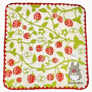 13.5"x13.5" Cute Cotton Strawberry Jacquard Design Square Hand Towel Wash Cloth Bathroom Kitchen Decor