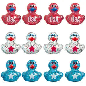 Patriotic Tri-Color Polka Dot USA Rubber Ducks – 2", 12 Pcs