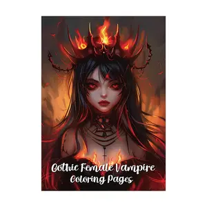 Gothic Female Vampire Coloring Book, Gothic Theme, Style, Unique Adult Coloring Page, Perfect Gift for Halloween & Gothic Lovers, Fun Activity Book