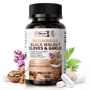 Alliwise Multi Botanical Capsules, Black Walnut & Wormwood Herbal Complex with Clove, Garlic & Turmeric Extracts, Natural Plant Dietary Supplement, 60 Count