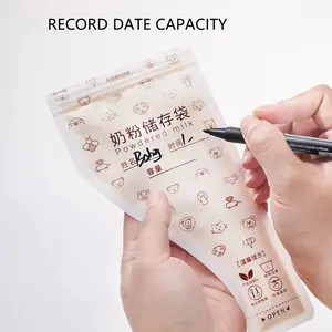 60 Pack Baby Formula Storage Bags with Oil Pen, BPA Free Double Skeleton Zip, Leak Proof Breastmilk Storage Bags, Fda Approved