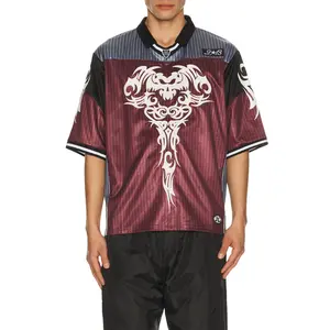 Jaded London Shadow Stripe Football Jersey in Burgundy