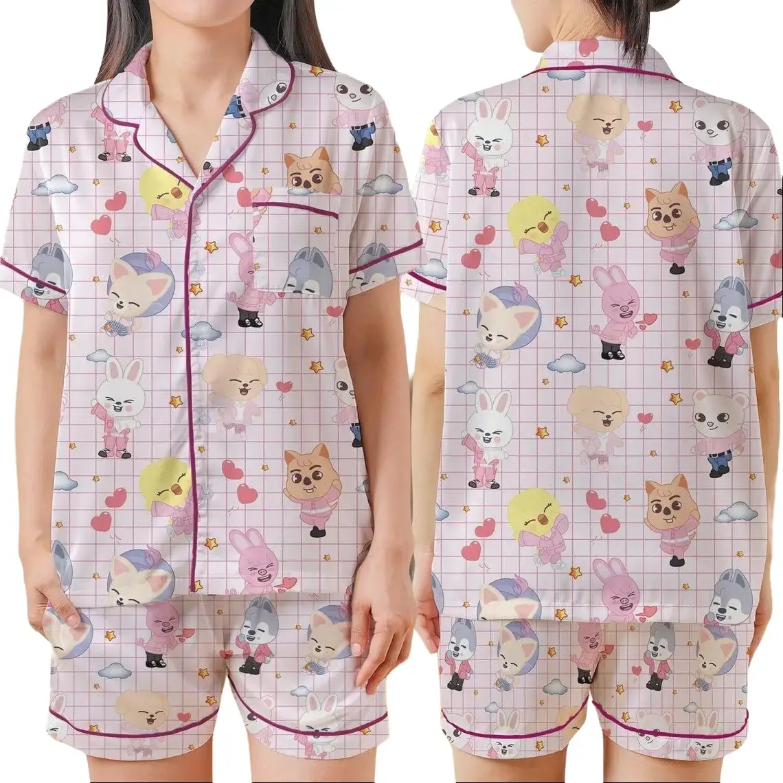 Zoo Pajamas Set, Cute Kpop Pajamas, Zoo Shirt, Gift For Stay, Chibi Pajamas Set, Zoo Worldtour