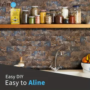 New Art3d 10-Sheet Peel and Stick Backsplash PVC Wall Tile, Light Rustic Style Thickened Kitchen Backsplas