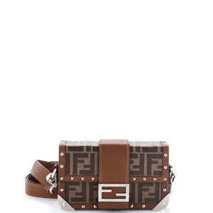 Pre-owned FENDI material Messenger Bags Baguette Trunk Bag Zucca Coated Canvas Mini by Rebag
