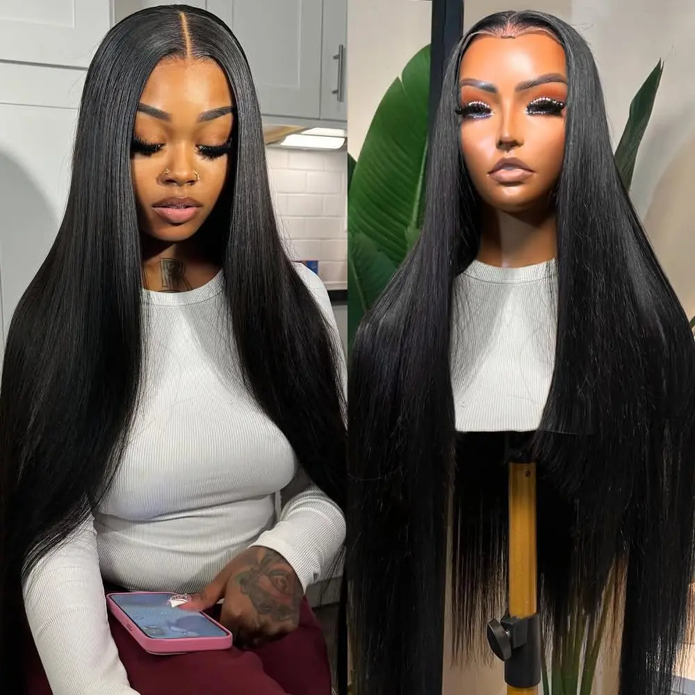 Bling Hair Pre Cut 5x5/7x5 Straight Lace Closure Wig Ready To Wear 6x4/9x6 Pre Plucked HD Lace Bone Straight Wigs For Beginnger Brazilian
