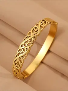 A luxurious, High quality stainless steel bracelet featuring intricate hollow floral designs, unisex, perfect for parties and gatherings, ideal for elevating everyday commute look