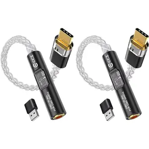 2026 Latest USB C DAC Audio Adapter with Headphone Amplifier, USB C to 3.5mm Audio Adapter for Wired Headphones, Hi-Res Type C DAC Compatible with iPhone 15, Android, Laptop & Tablet