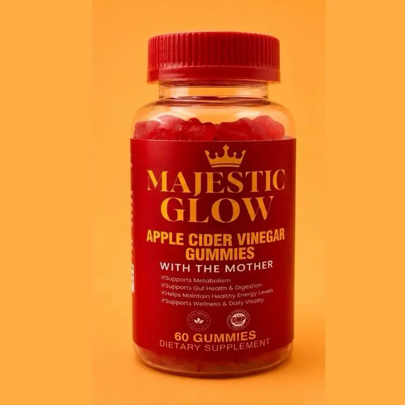 Majestic Glow Apple Cider Vinegar Gummies 60 Gummies Fruity Tangy Snack for Metabolism & Digestion