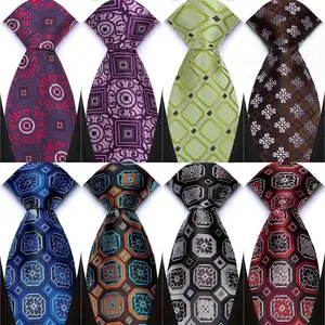 Men's Tie 8CM Classic Floral Plaid Necktie Jacquard Woven Ties Business Wedding Party Daily Suit Cravat Accessory Gift