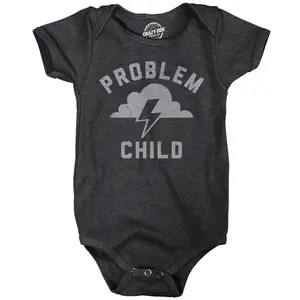 Problem Child Baby Bodysuit Funny Sarcastic Graphic Novelty Jumper for Infants Funny Baby Onesies Funny Sarcastic Onesie Novelty Onesie Black -