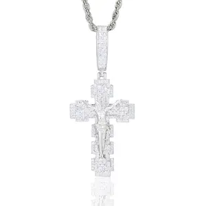 【#P865】Jesus Cross Pendant UCCIYO 18k Gold-Plated Lab-Created Moissanite S925 Sterling Silver Moissanite Pendant Necklace For Women Men Hip Hop Jewelry Gift