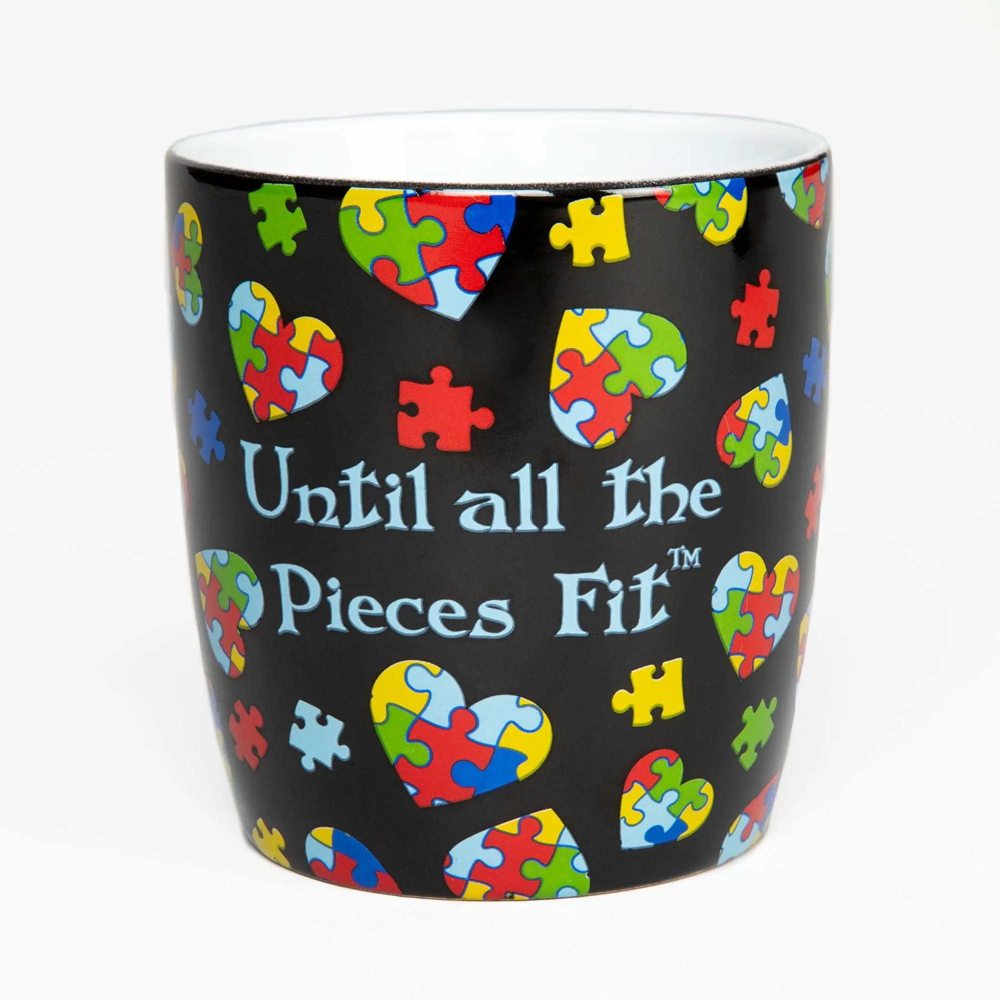 Puzzle Theme Porcelain Mug, 16 oz Cups with Multicolor Print, Awareness Gift for Kitchen Drinkware Use