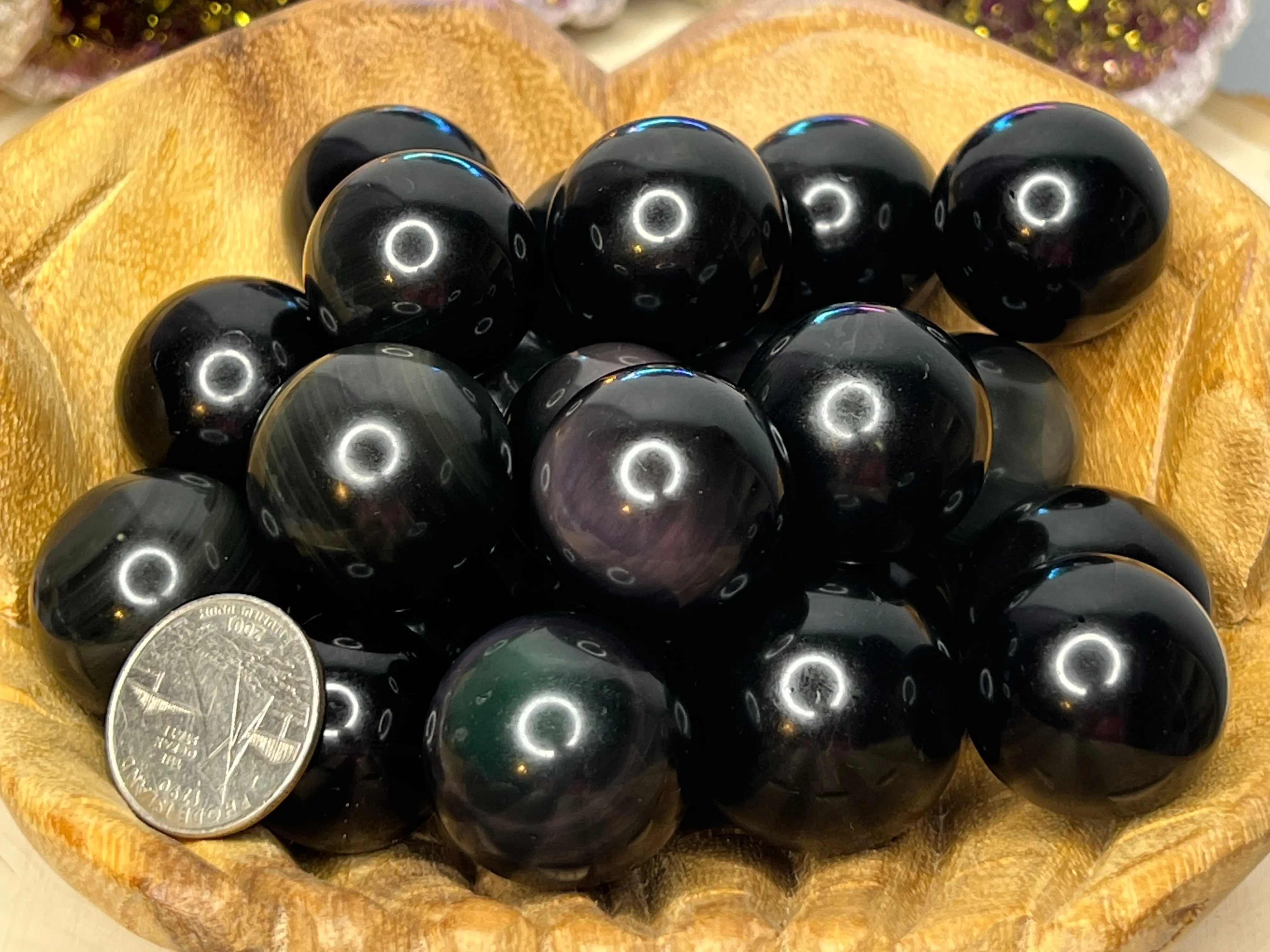Rainbow Obsidian Spheres