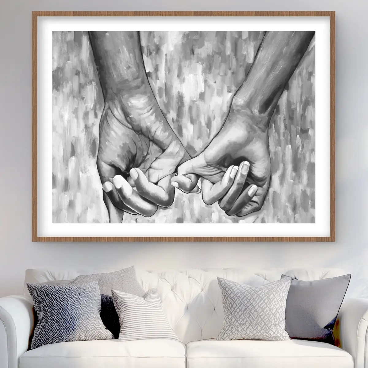 212 MAIN 36x48 in. Artistic Matted Frame - Black and White Aesthetic Connected Figurative Matted Print, Inspirational Home Decor Wall Art Decoration, 18.5 lbs, Thoughtful Home Gift