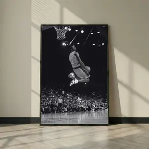 Kobe Bryant Poster, Black and White Basketball Wall Art, Mamba