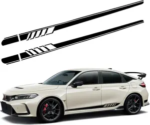 PCS Car Side Skirt Decals, ."x."Long Stripes Stickers, PVC Auto Personalized Stickers, Waterproof Body Decoration, Universal for Most Cars, Trucks, SUVs (Black)