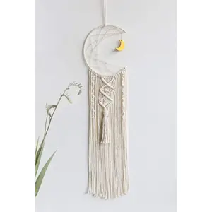 Ali Rue Luv Bohemian Hand-Woven Moon Macrame Wall Hanging